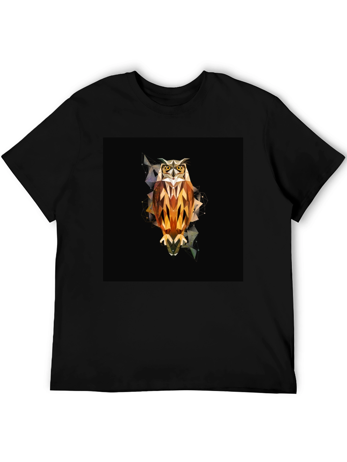 Geometric Owl Graphic Tee - Black