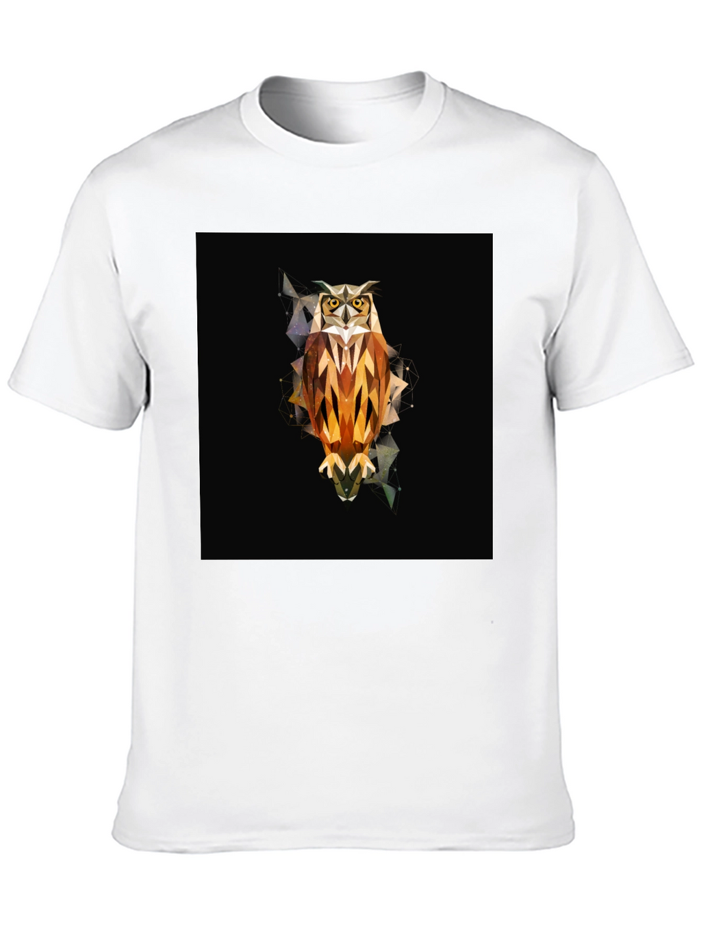 Geometric Owl Graphic Tee - Black