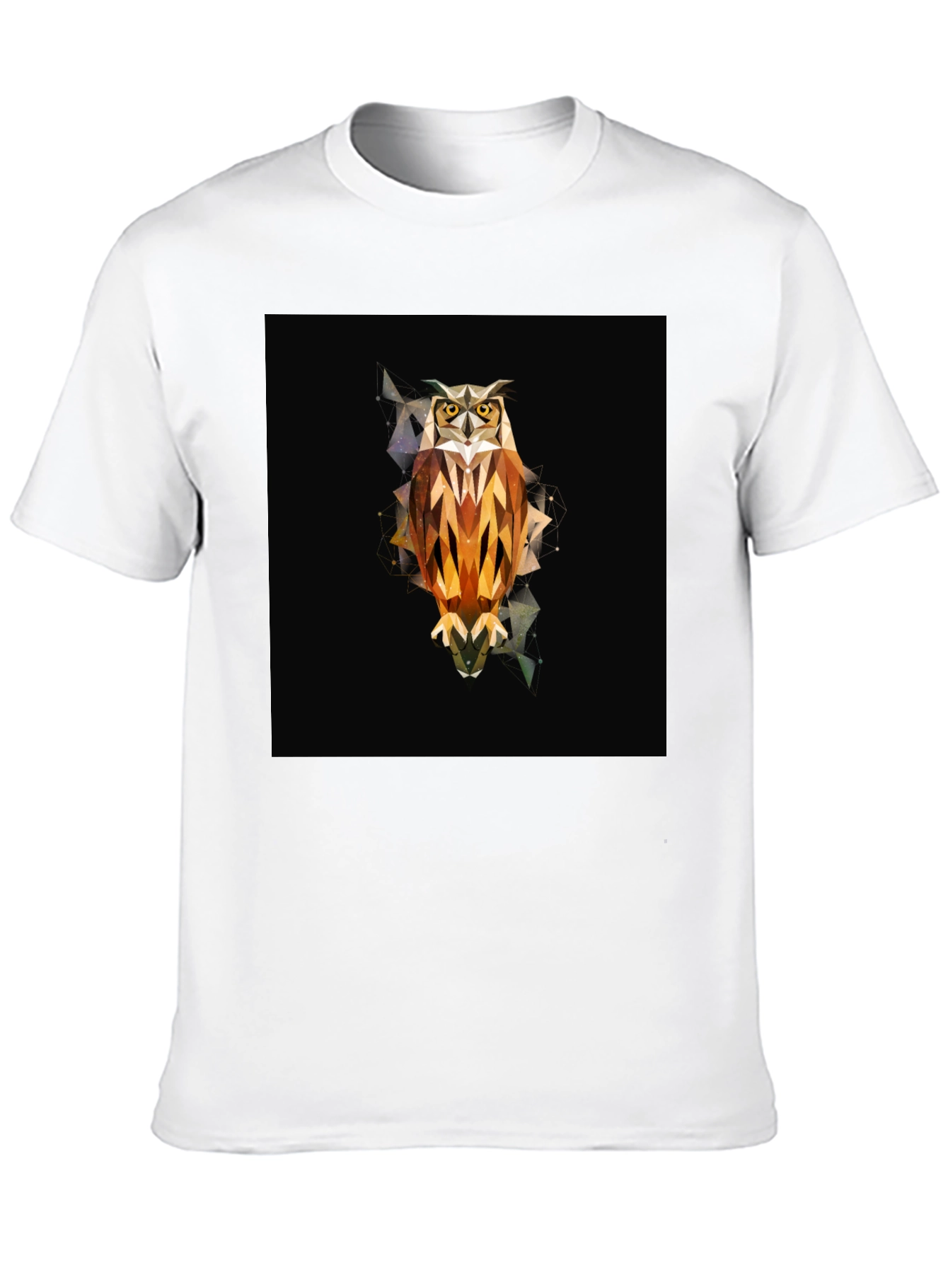 Geometric Owl Graphic Tee - Black