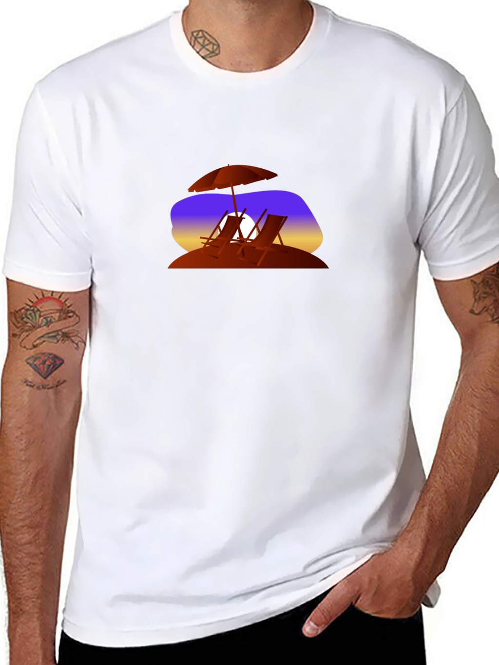 Sunset Beach Chairs Graphic T-Shirt