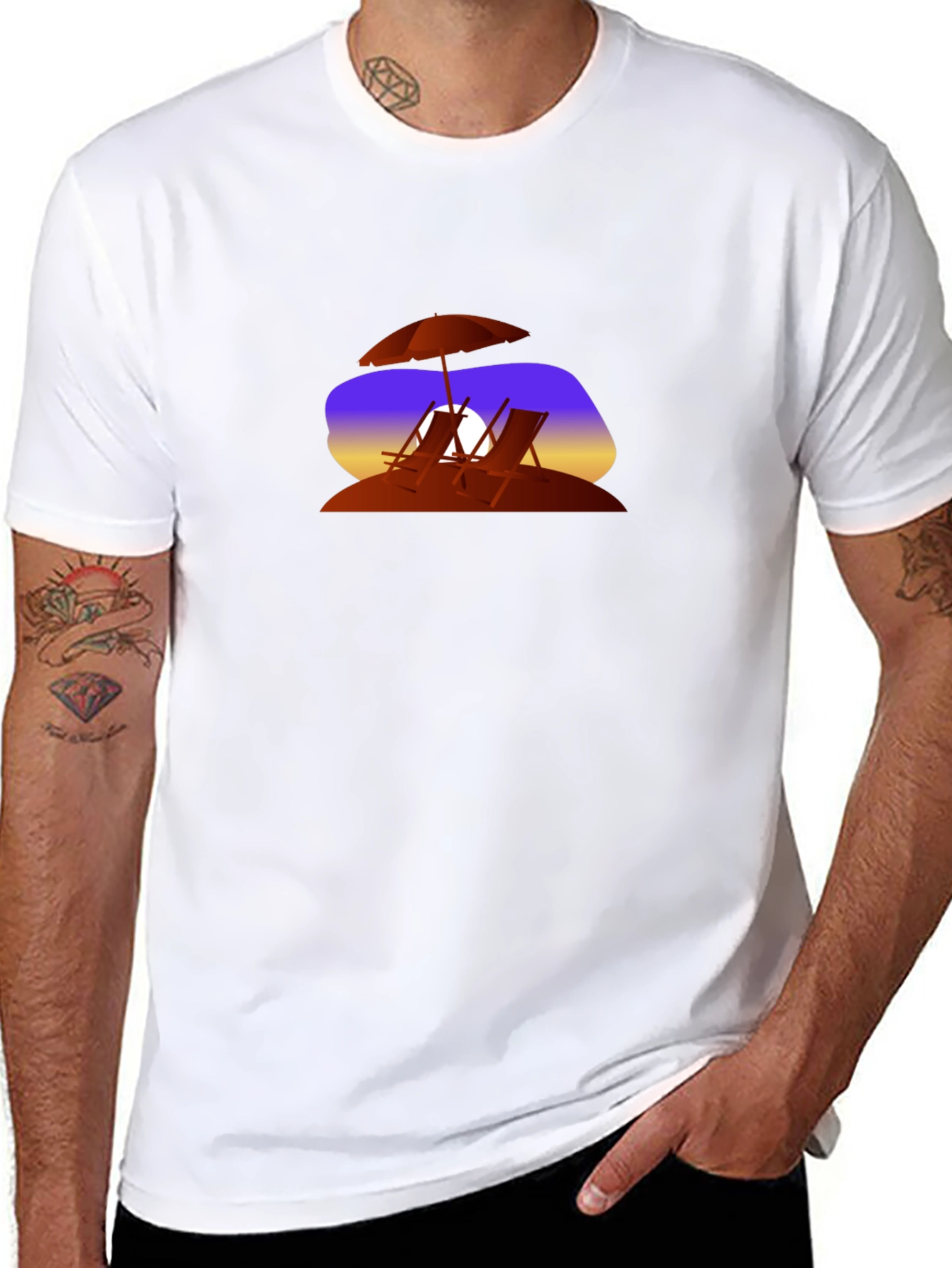 Sunset Beach Chairs Graphic T-Shirt