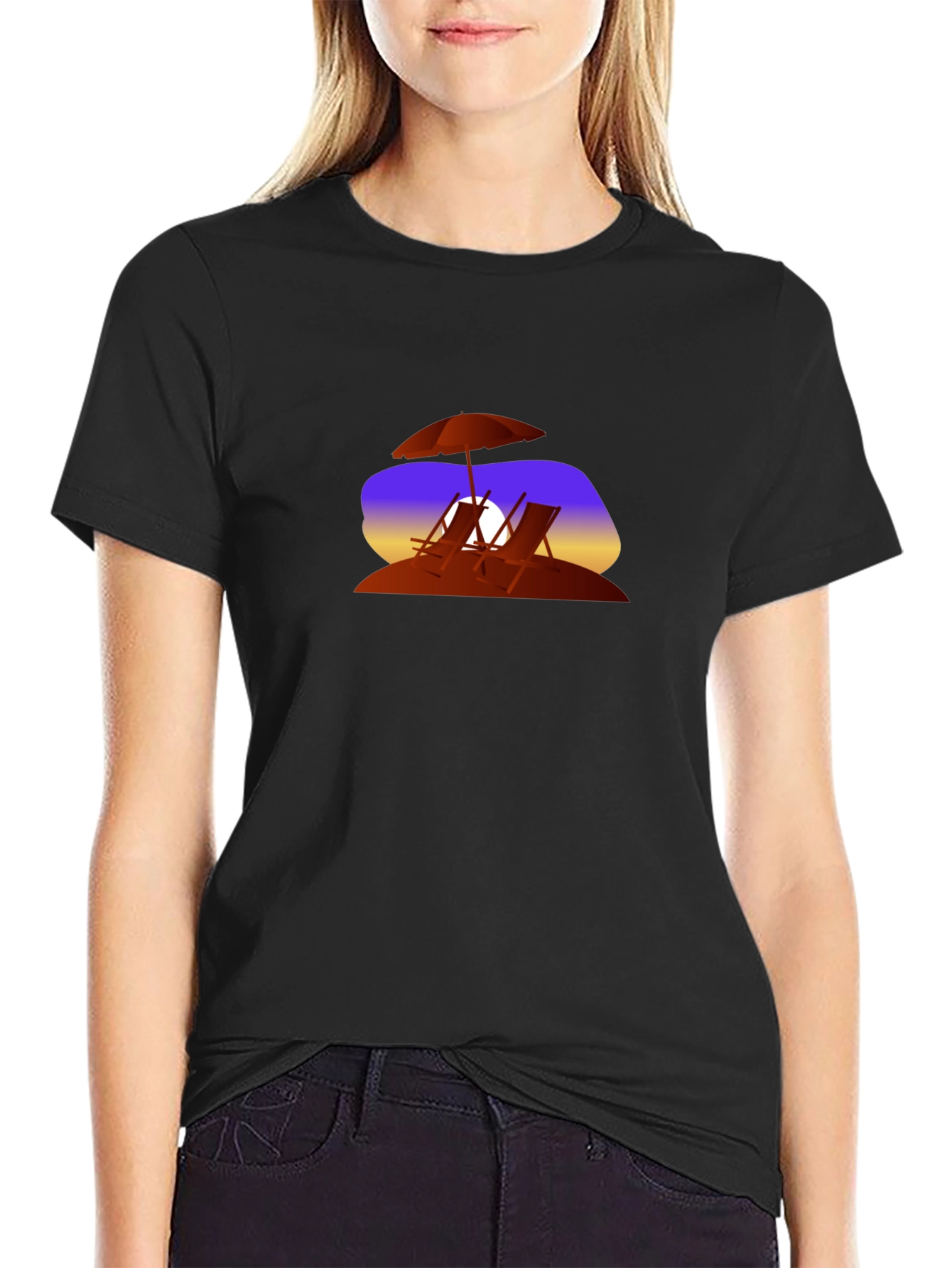 Sunset Beach Chairs Graphic T-Shirt