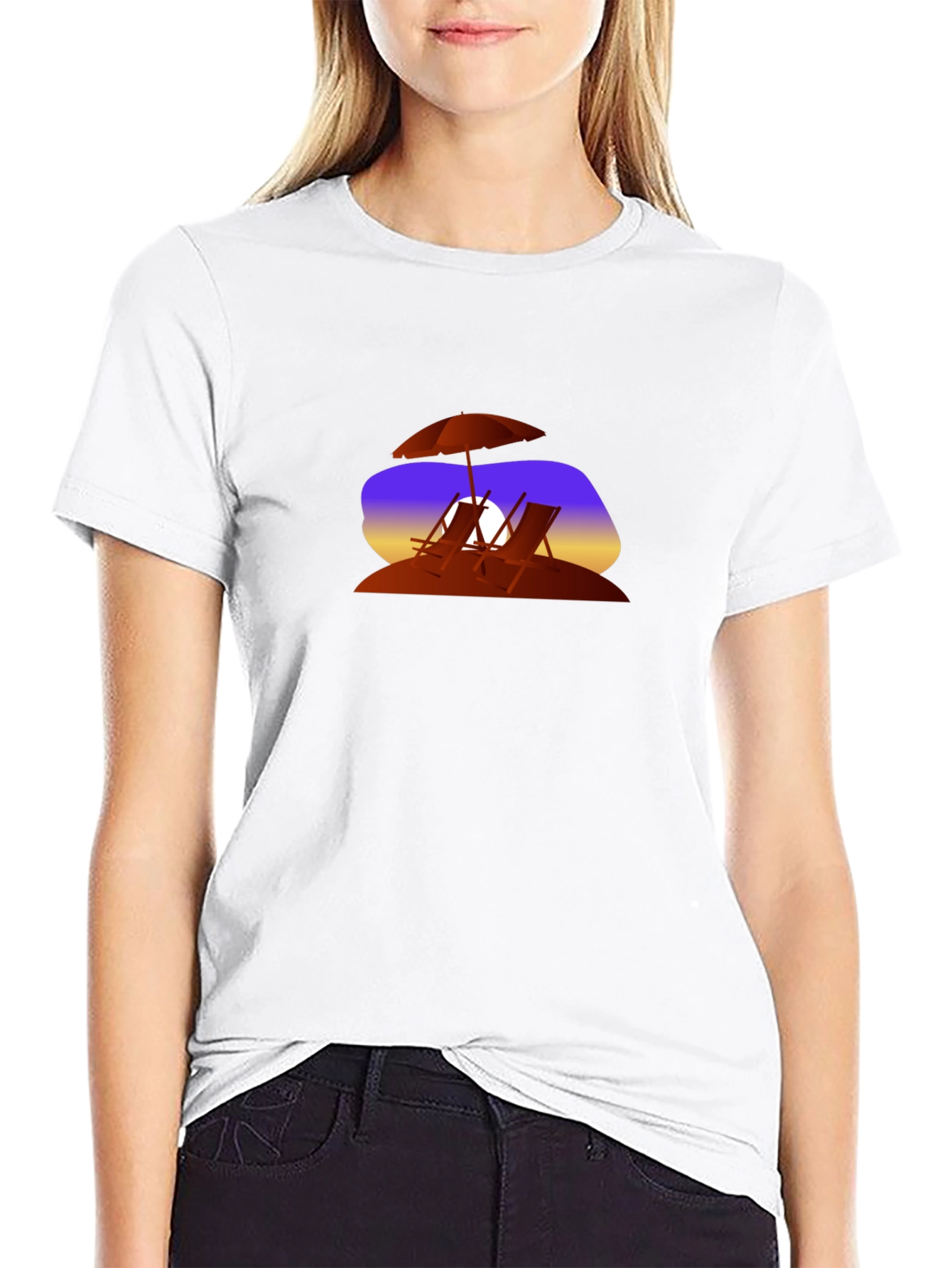 Sunset Beach Chairs Graphic T-Shirt