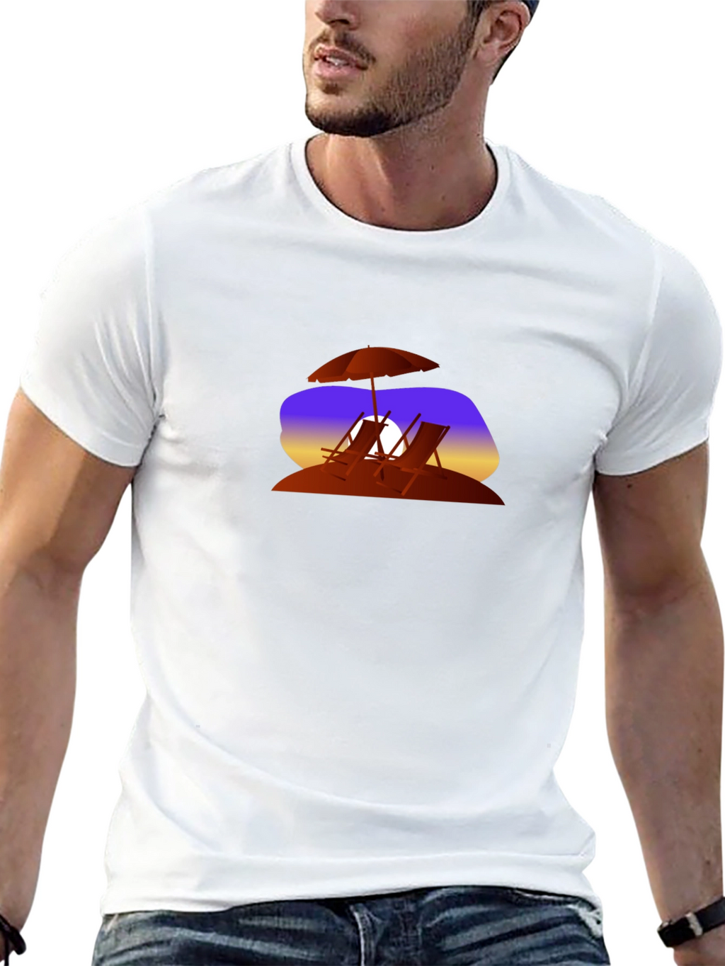 Sunset Beach Chairs Graphic T-Shirt