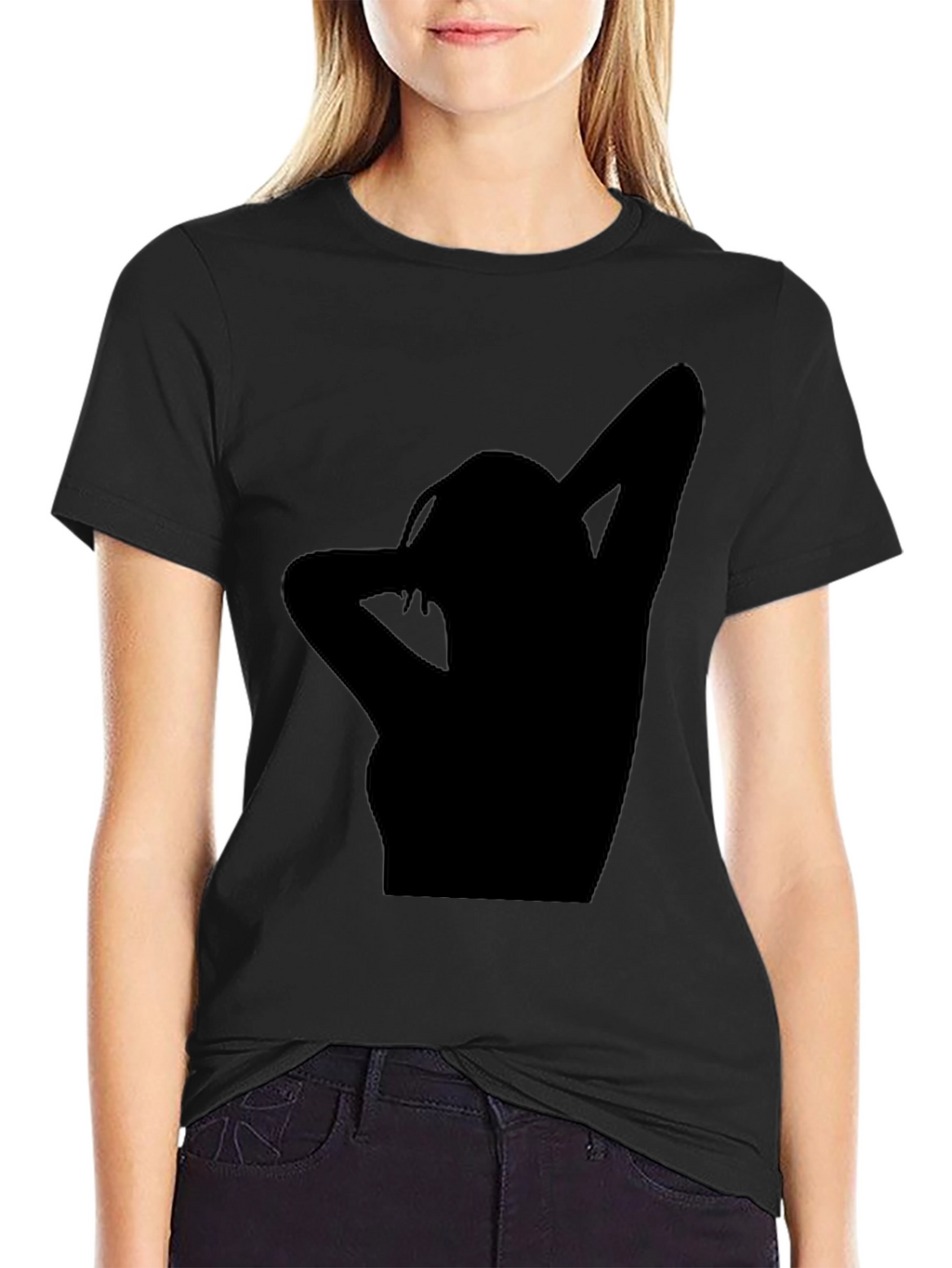 Silhouette Graphic Print Tee - Casual Black T-Shirt