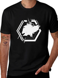 Abstract Hexagon Graphic Black T-Shirt