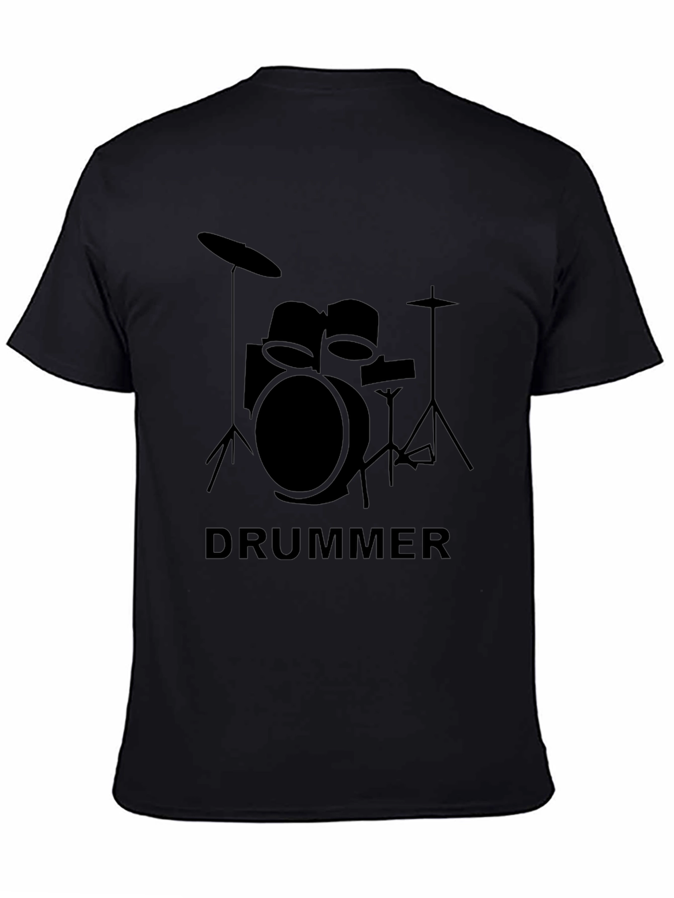 Drummer Graphic T-Shirt - Black Crew Neck Tee