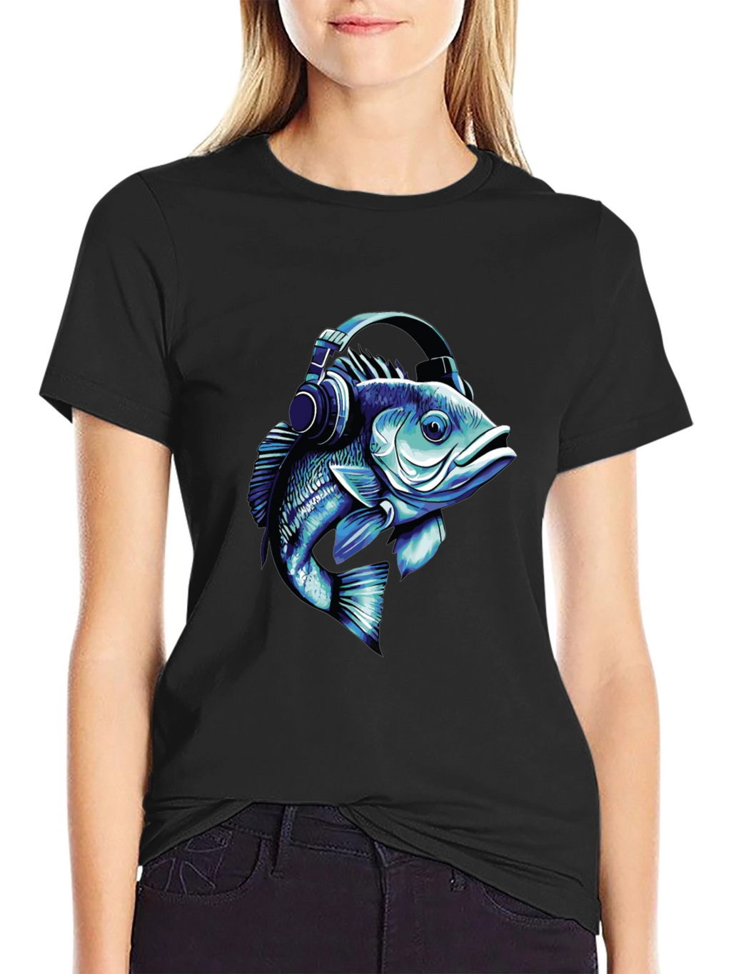 Fish with Headphones Graphic T-Shirt