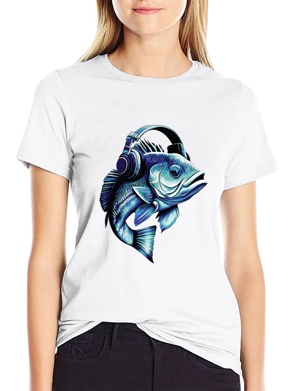 Fish with Headphones Graphic T-Shirt