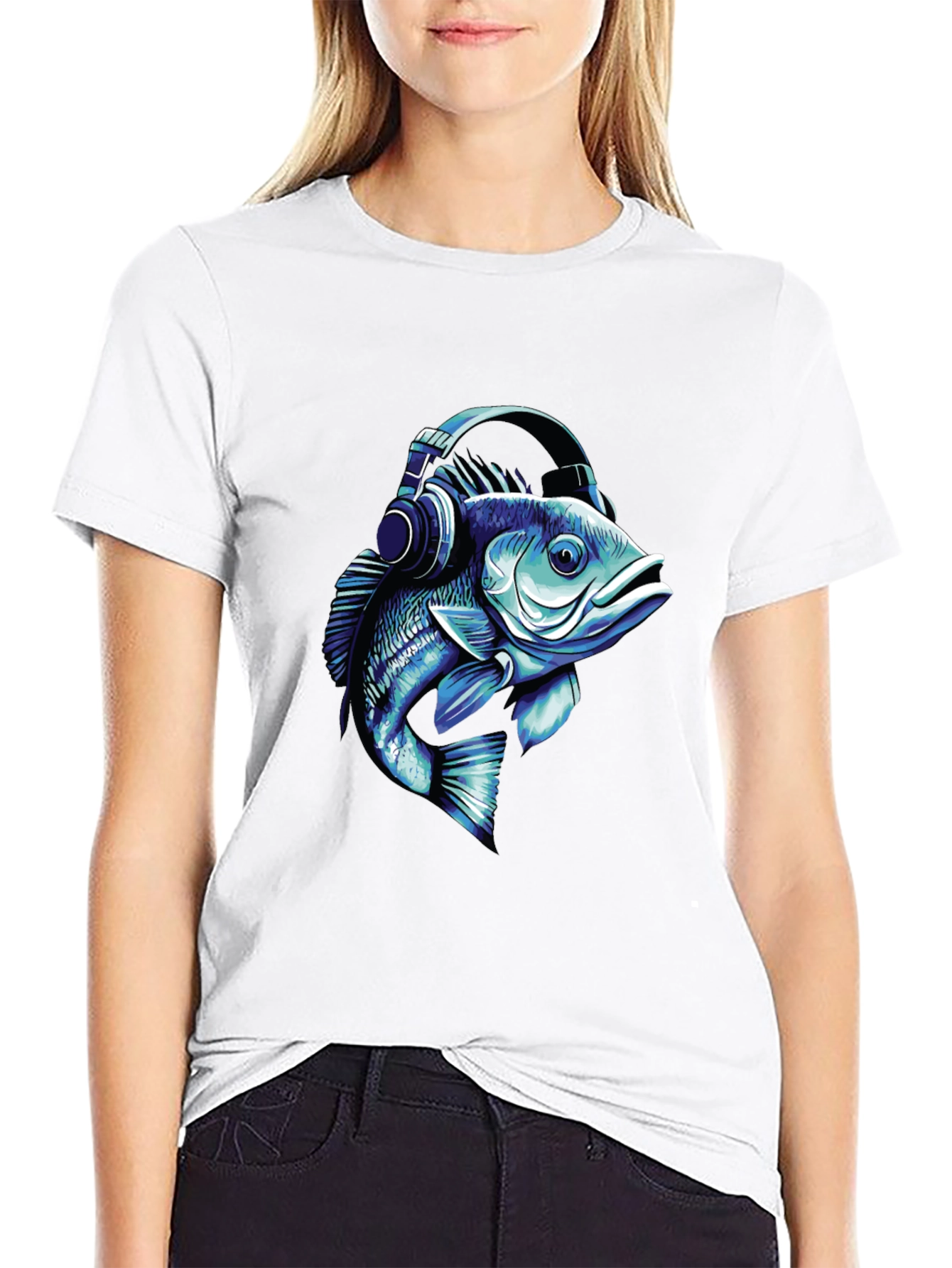 Fish with Headphones Graphic T-Shirt