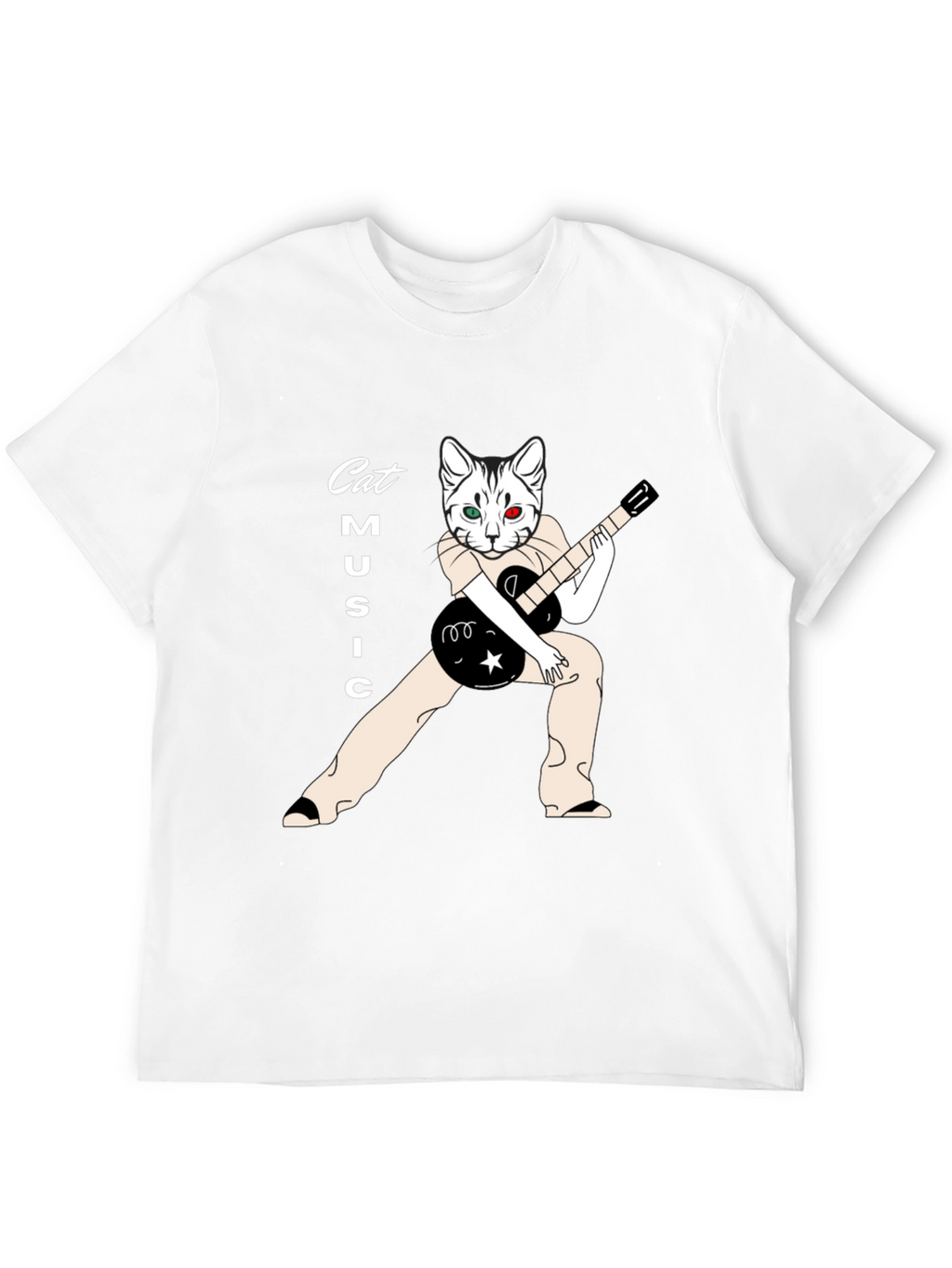 Cat Music T-Shirt - Black Graphic Tee