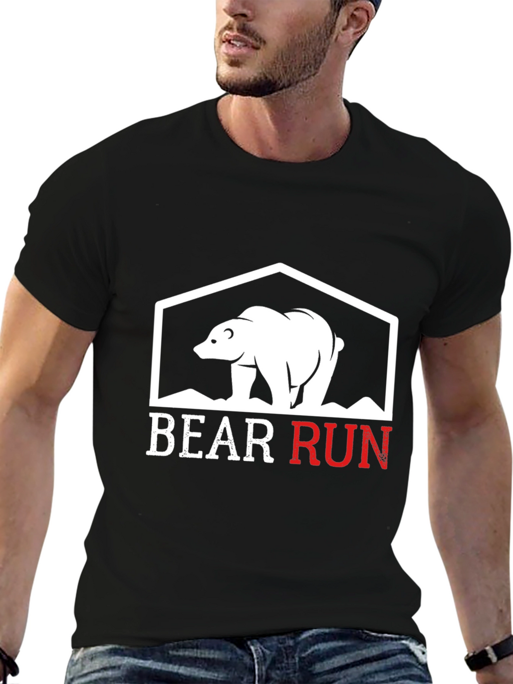Bear Run Graphic Tee - Black Casual T-Shirt
