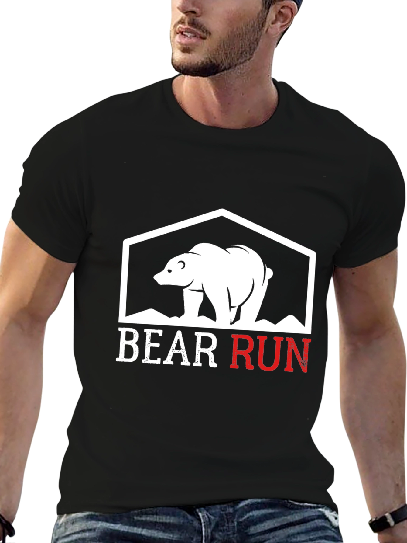 Bear Run Graphic Tee - Black Casual T-Shirt