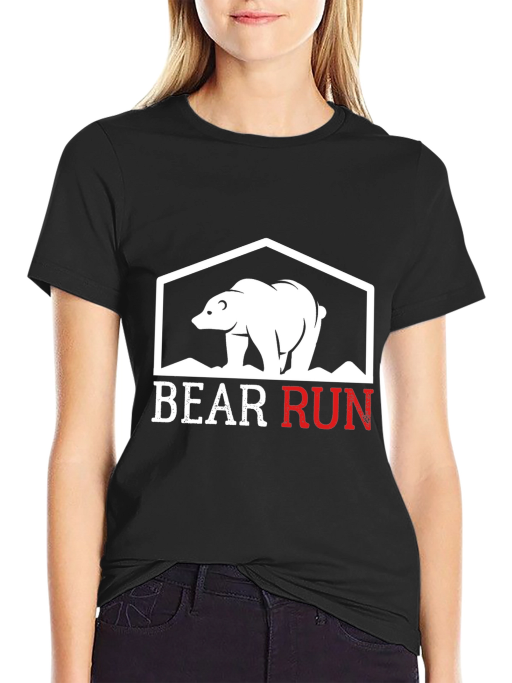 Bear Run Graphic Tee - Black Casual T-Shirt