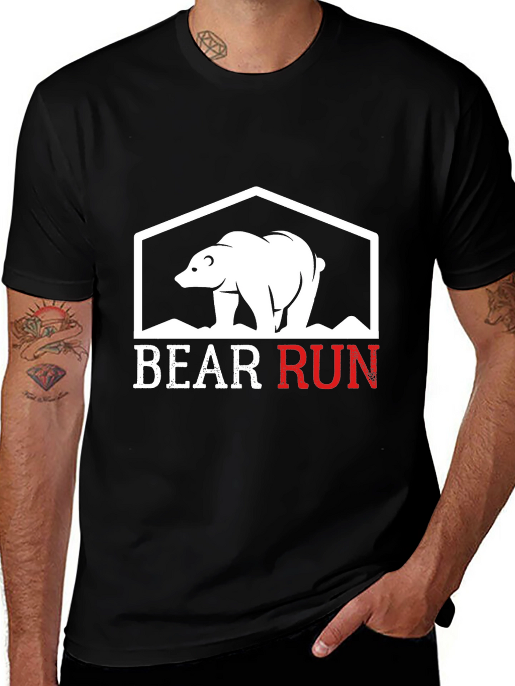 Bear Run Graphic Tee - Black Casual T-Shirt