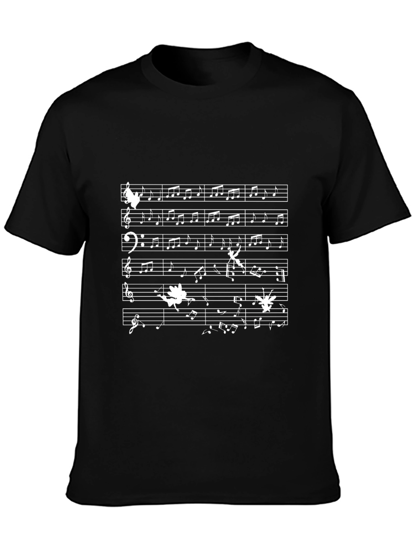 Musical Notes T-Shirt - Black Cotton Tee