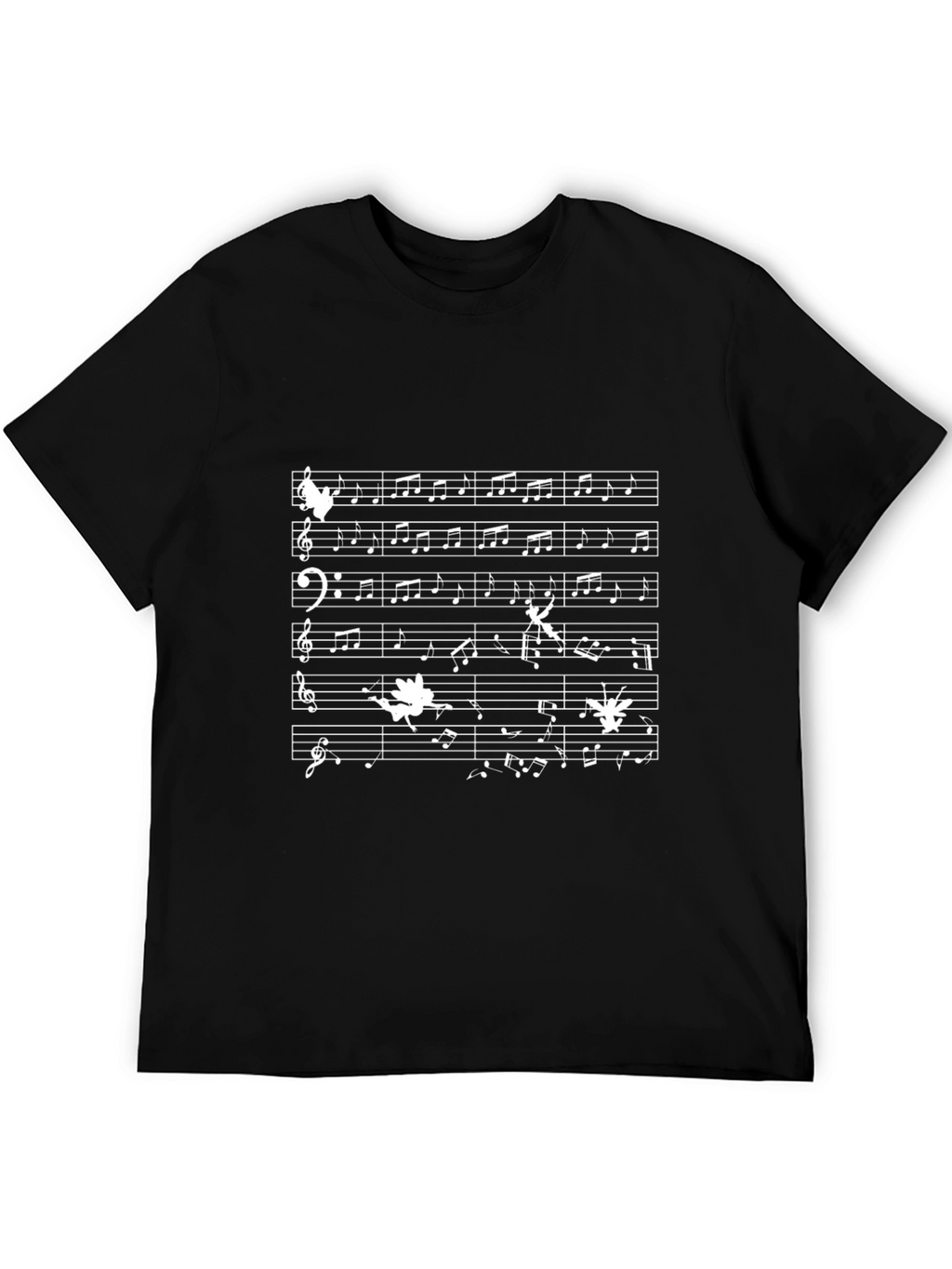 Musical Notes T-Shirt - Black Cotton Tee