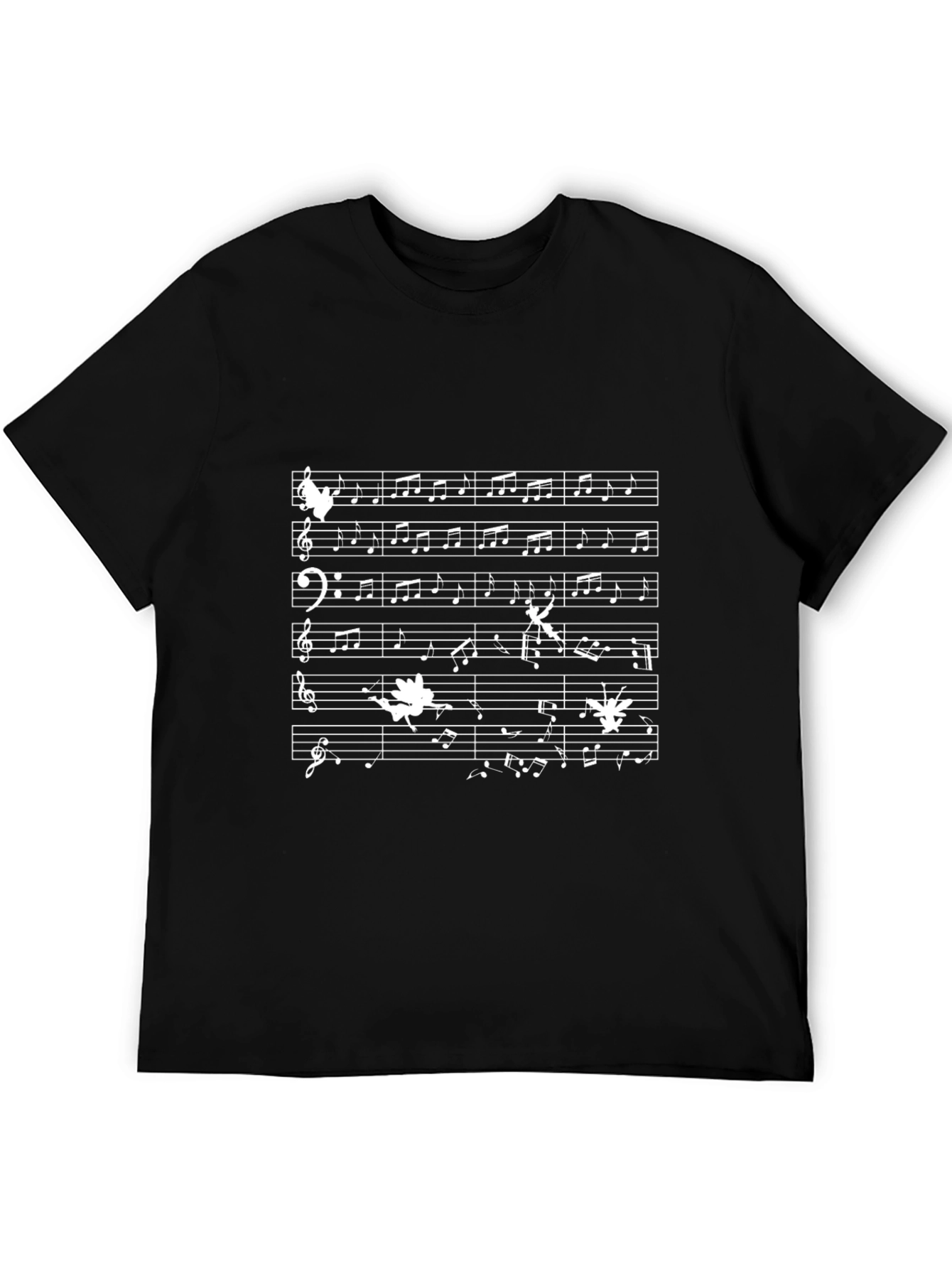 Musical Notes T-Shirt - Black Cotton Tee