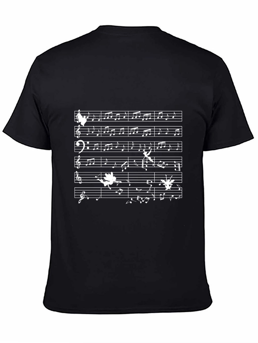 Musical Notes T-Shirt - Black Cotton Tee