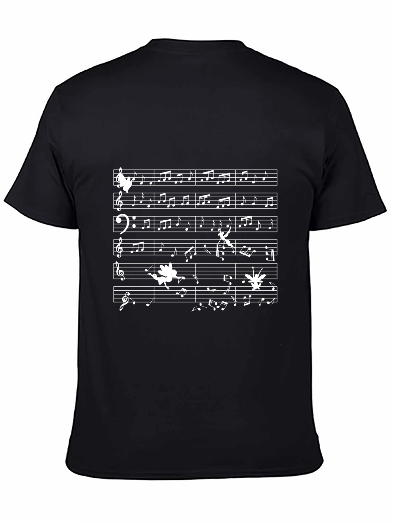 Musical Notes T-Shirt - Black Cotton Tee