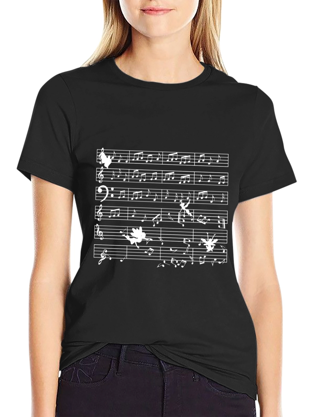 Musical Notes T-Shirt - Black Cotton Tee
