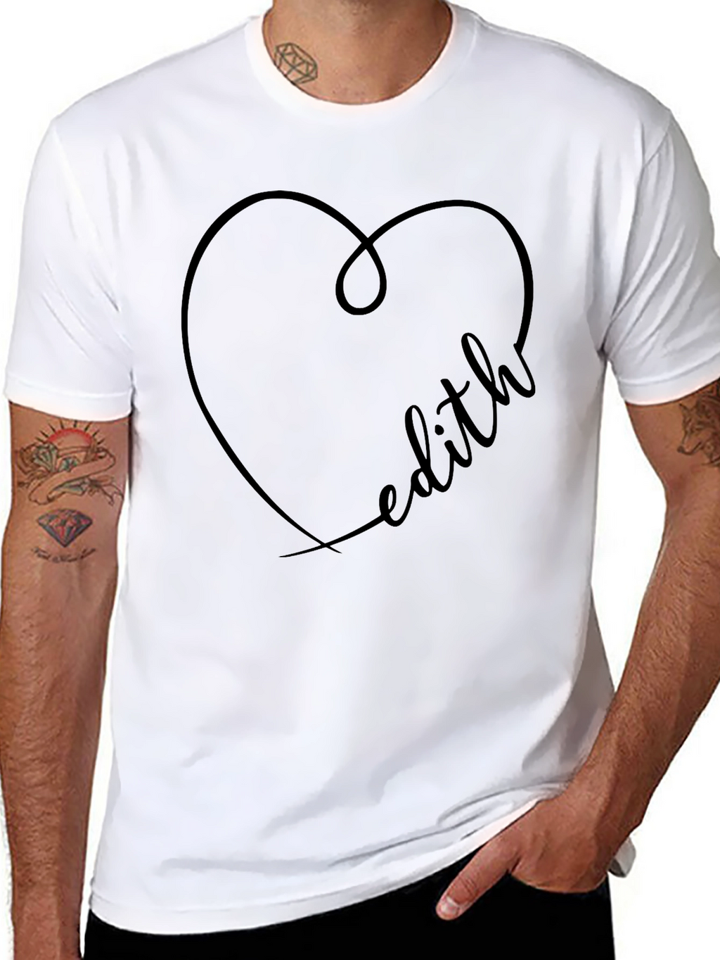Edith Heart Graphic Black T-Shirt - Love Tee