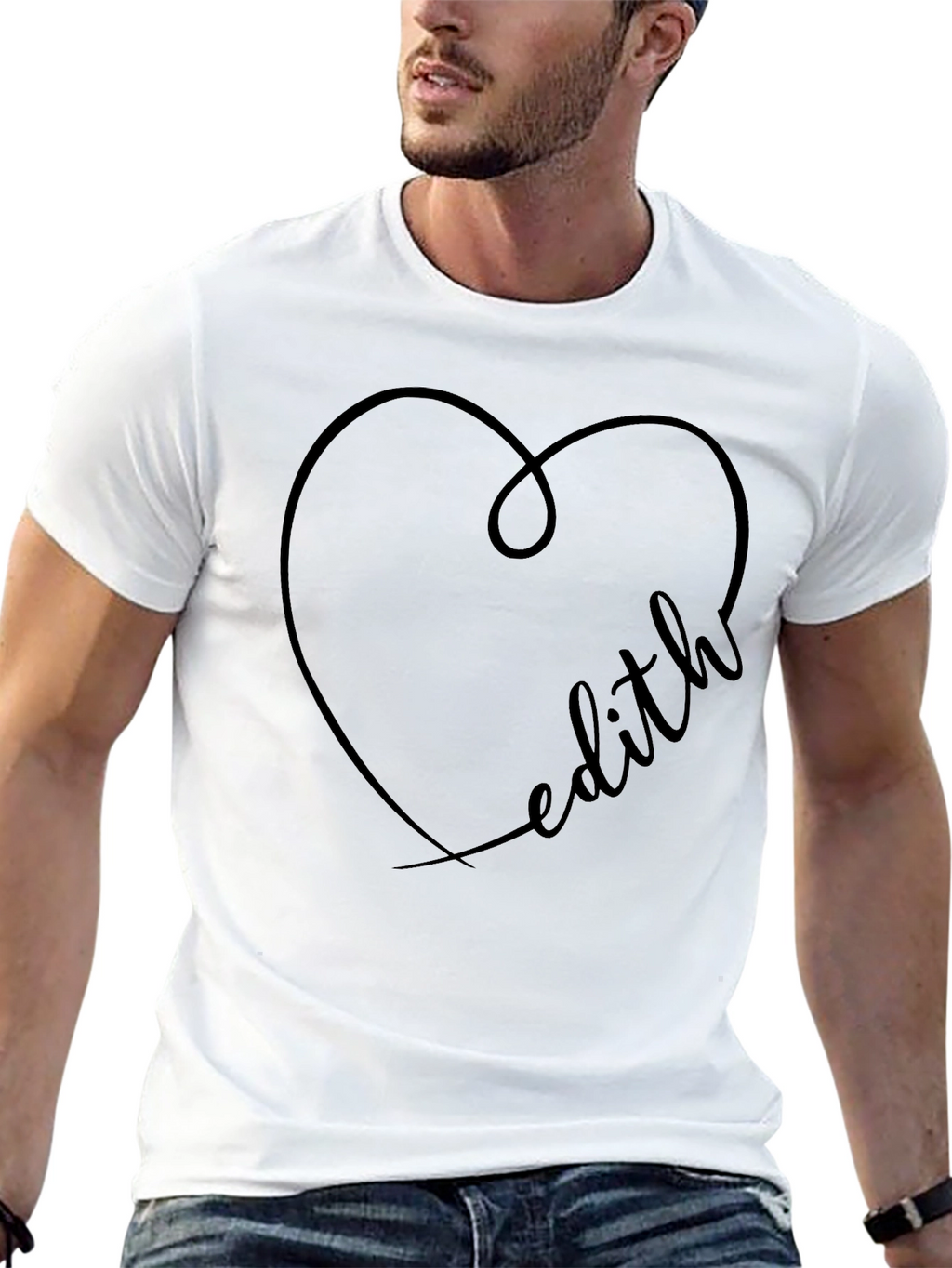 Edith Heart Graphic Black T-Shirt - Love Tee