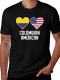 Colombian American Heart Flag Graphic T-Shirt