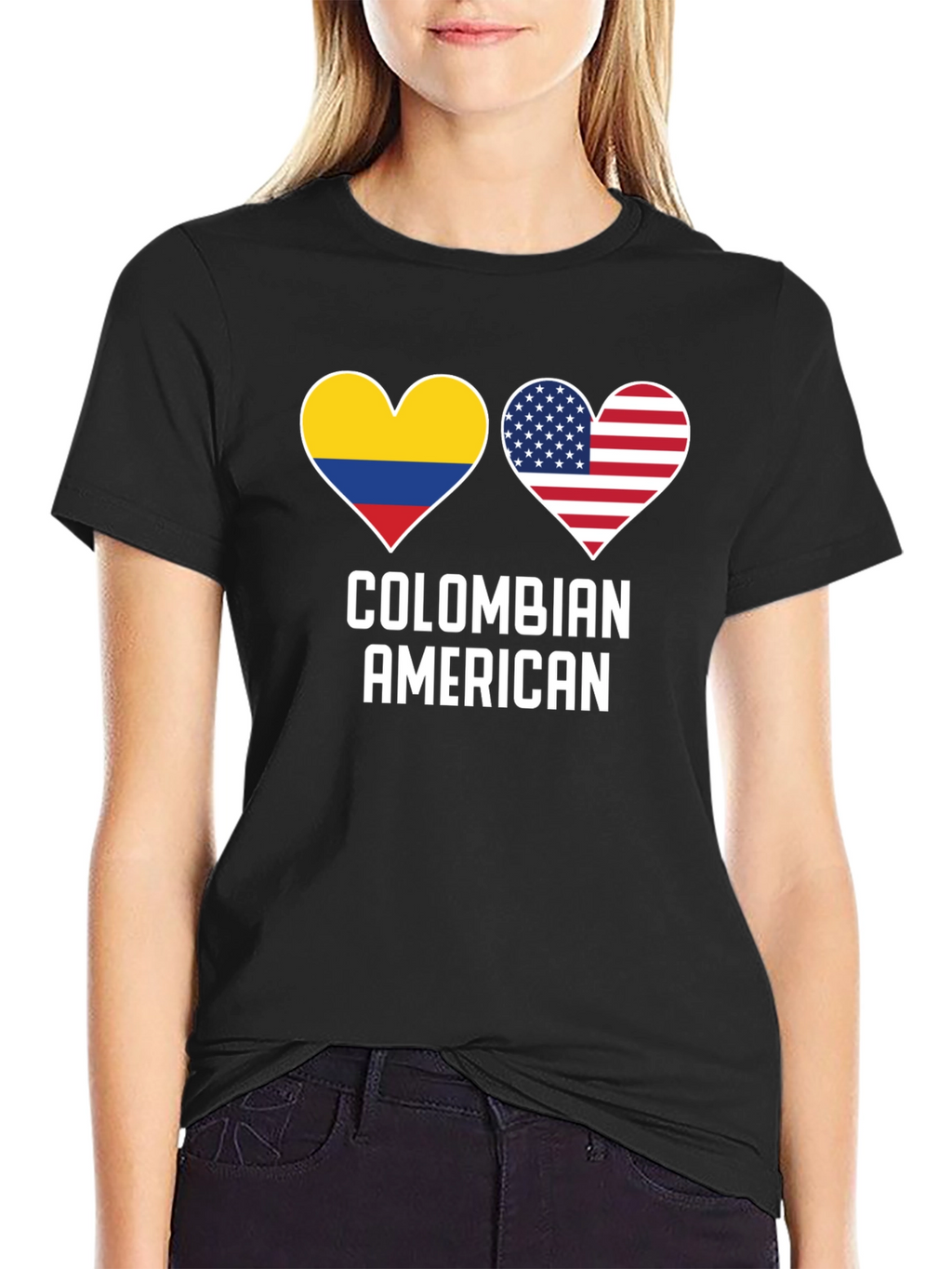 Colombian American Heart Flag Graphic T-Shirt