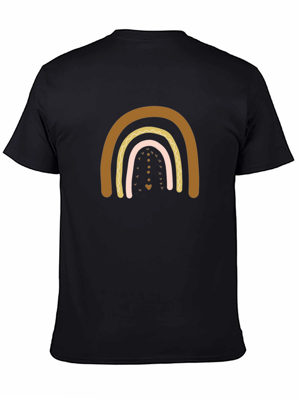 Boho Rainbow Graphic Print Black T-Shirt