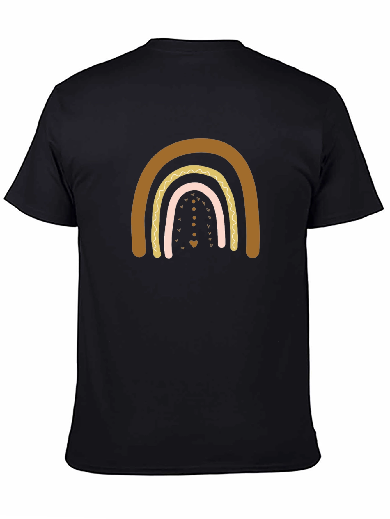 Boho Rainbow Graphic Print Black T-Shirt