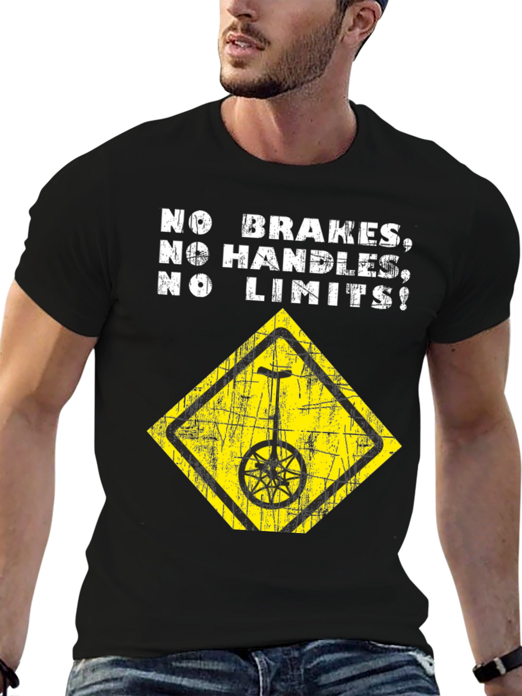 No Brakes Unicycle T-Shirt -  Daredevil Design