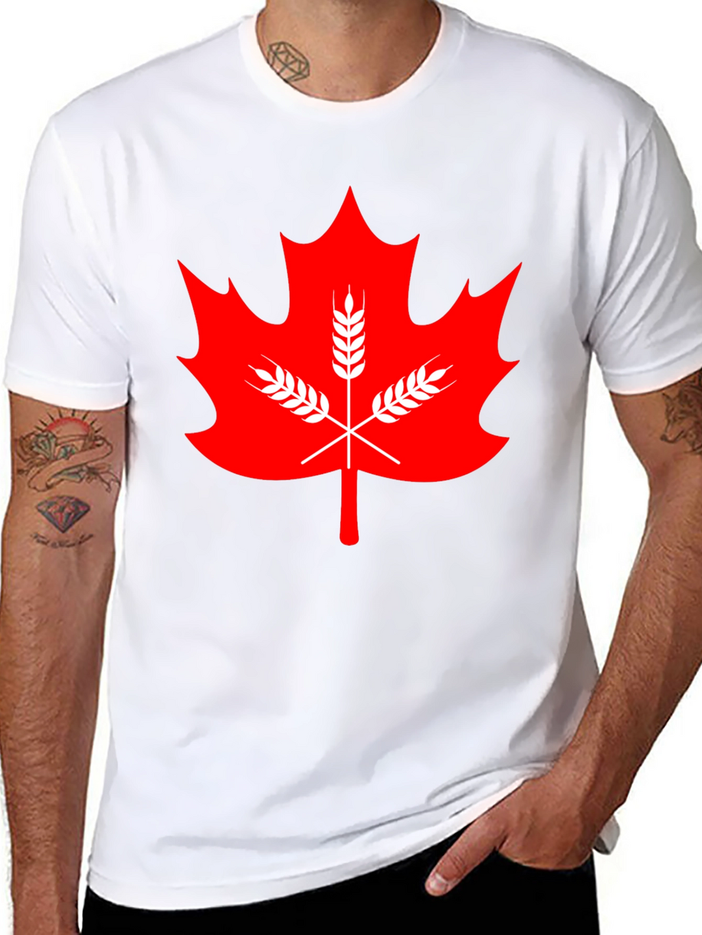 Maple Leaf & Wheat Graphic Tee - Black