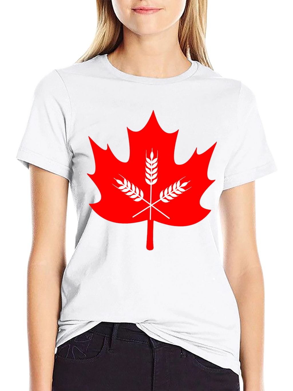 Maple Leaf & Wheat Graphic Tee - Black