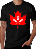 Maple Leaf & Wheat Graphic Tee - Black