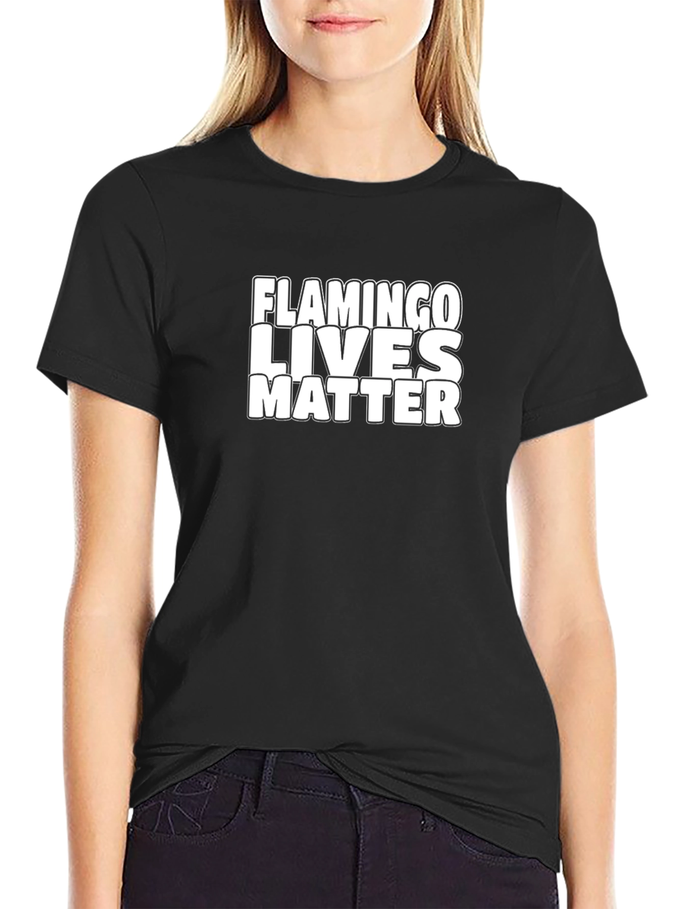 Flamingo Lives Matter Graphic Tee - Black