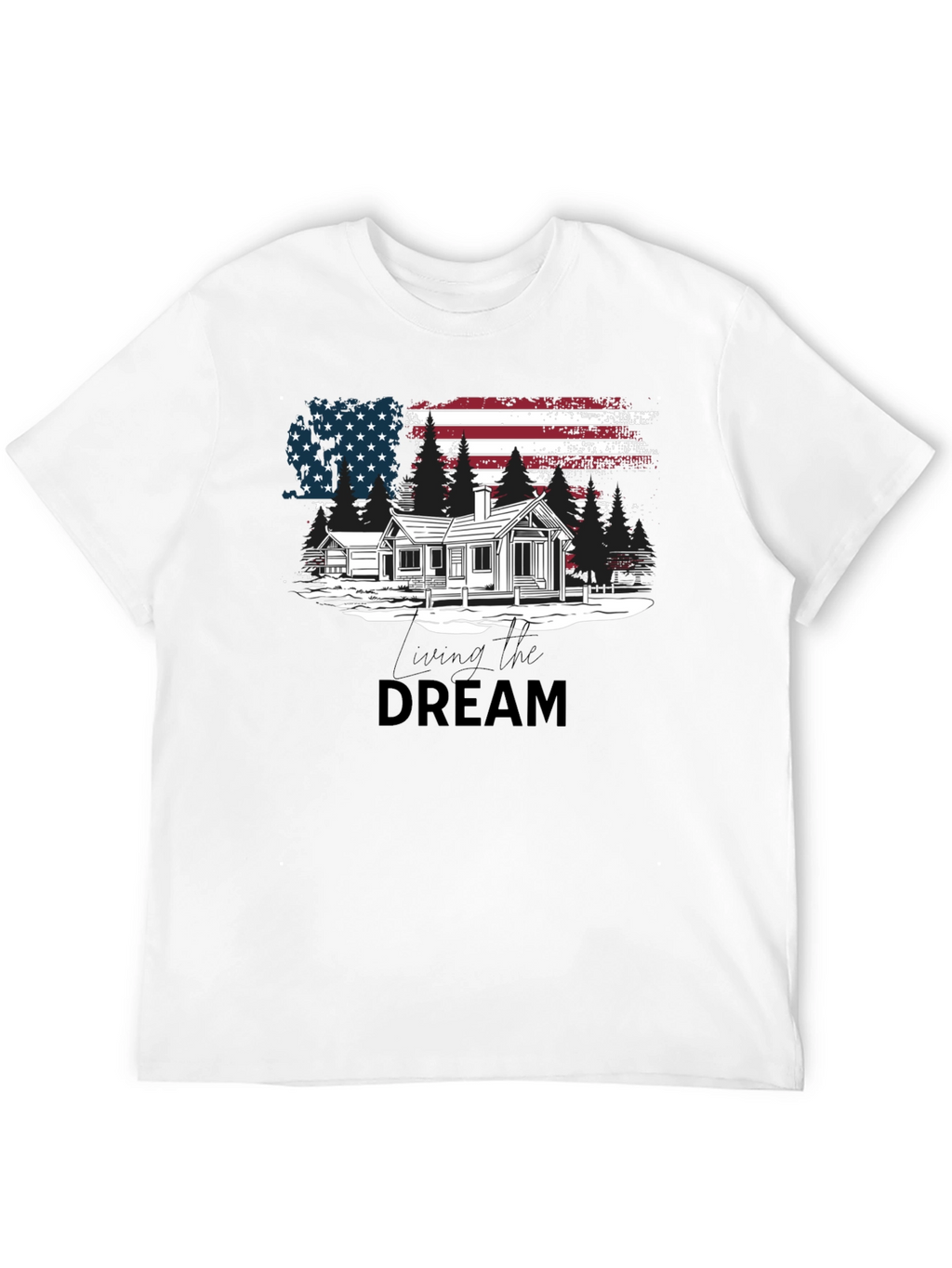 Living the Dream American Flag Cabin T-Shirt