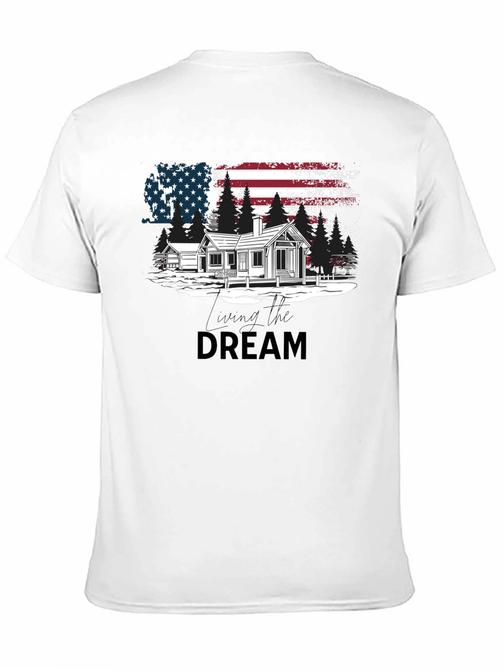 Living the Dream American Flag Cabin T-Shirt