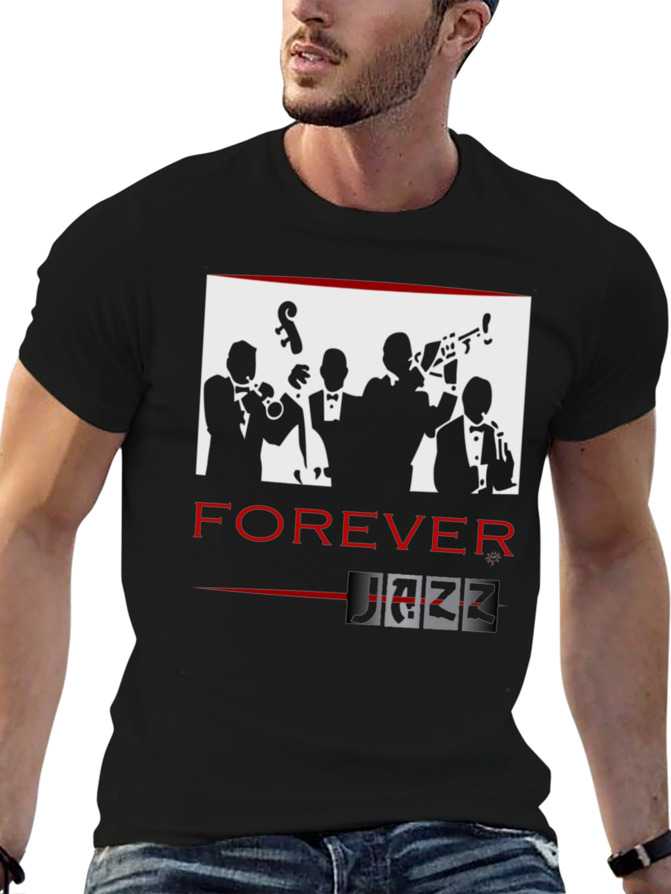 Forever Jazz Graphic T-Shirt - Cool Musician Design