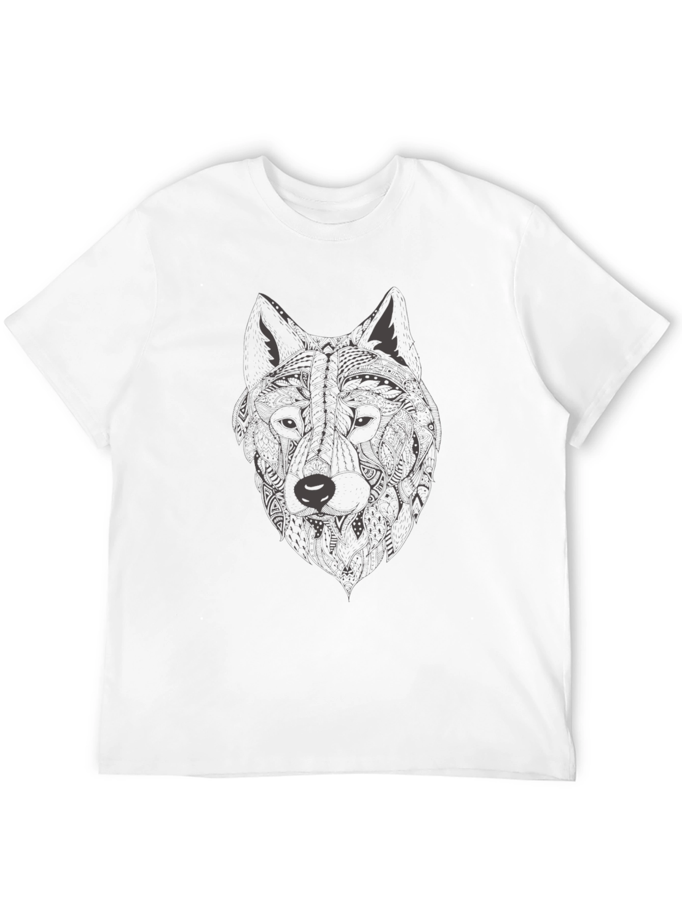 Wolf Graphic Print Crew Neck T-Shirt