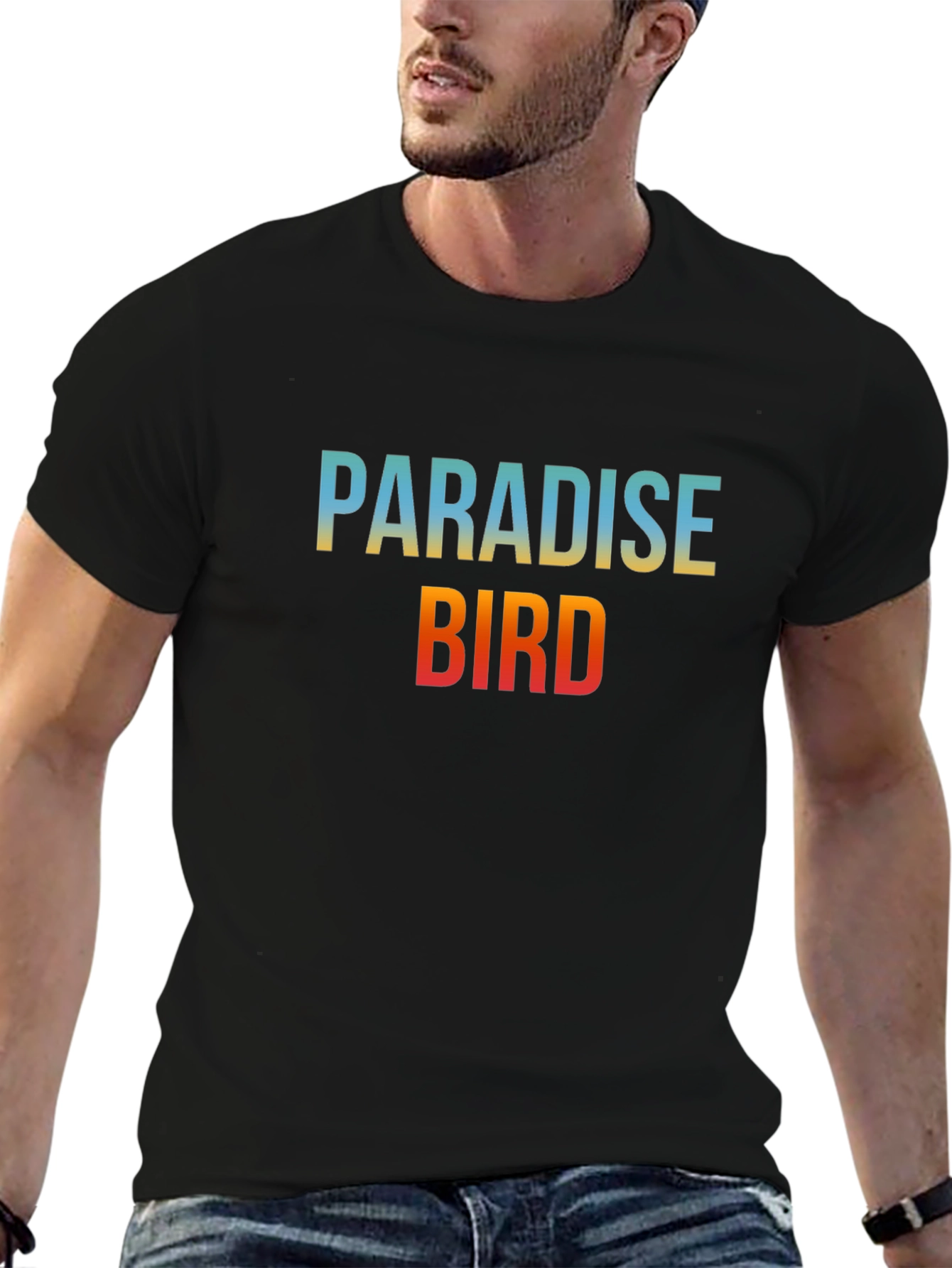 Paradise Bird Graphic Tee - Soft Black Cotton T-Shirt