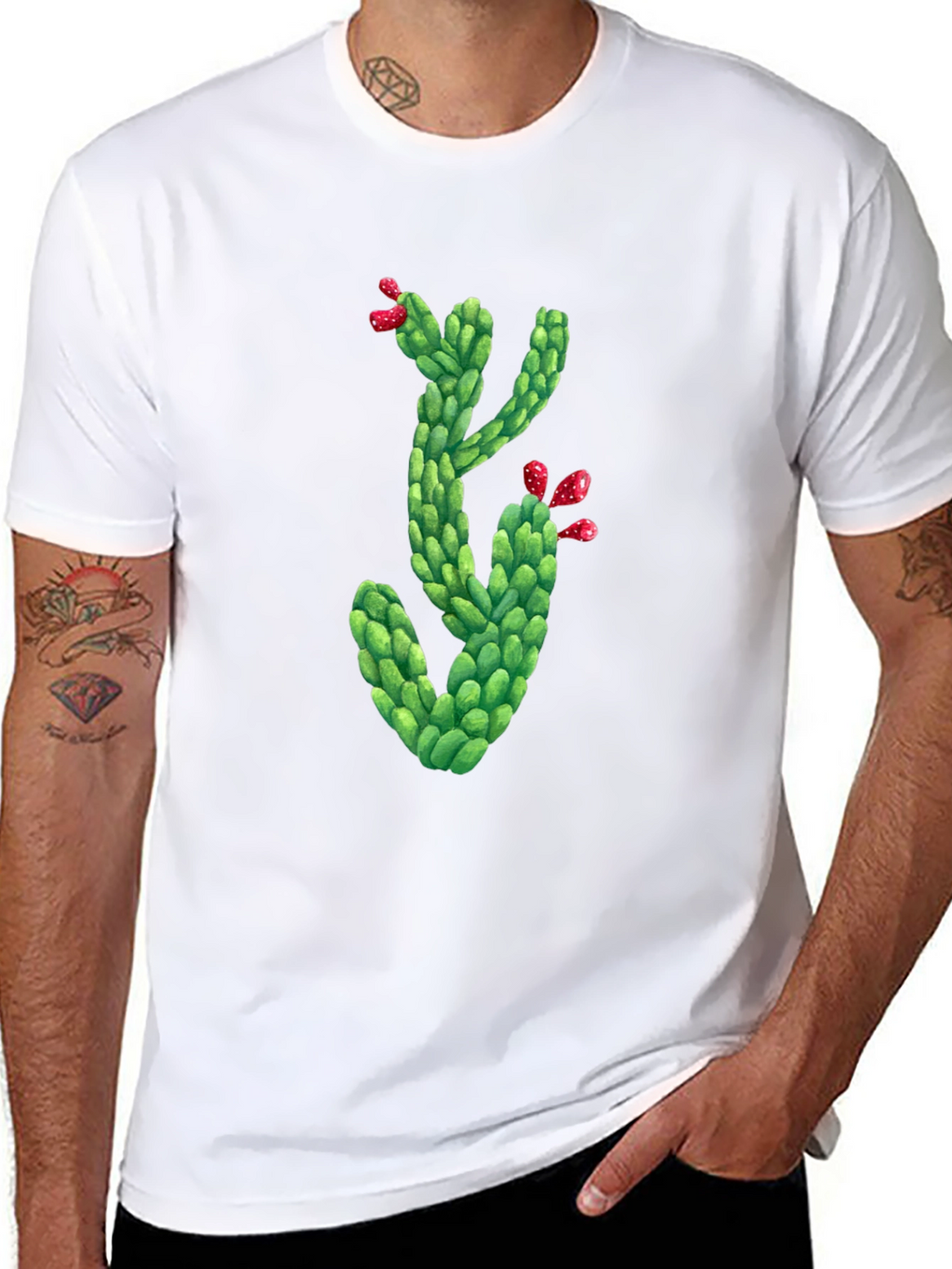 Cactus Graphic Tee - Mens Black Crew Neck T-Shirt