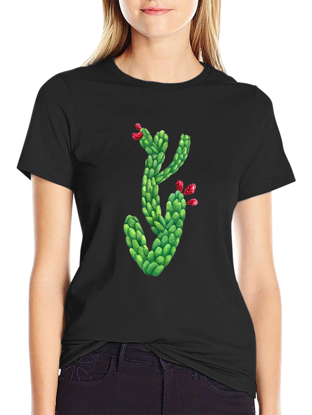 Cactus Graphic Tee - Mens Black Crew Neck T-Shirt