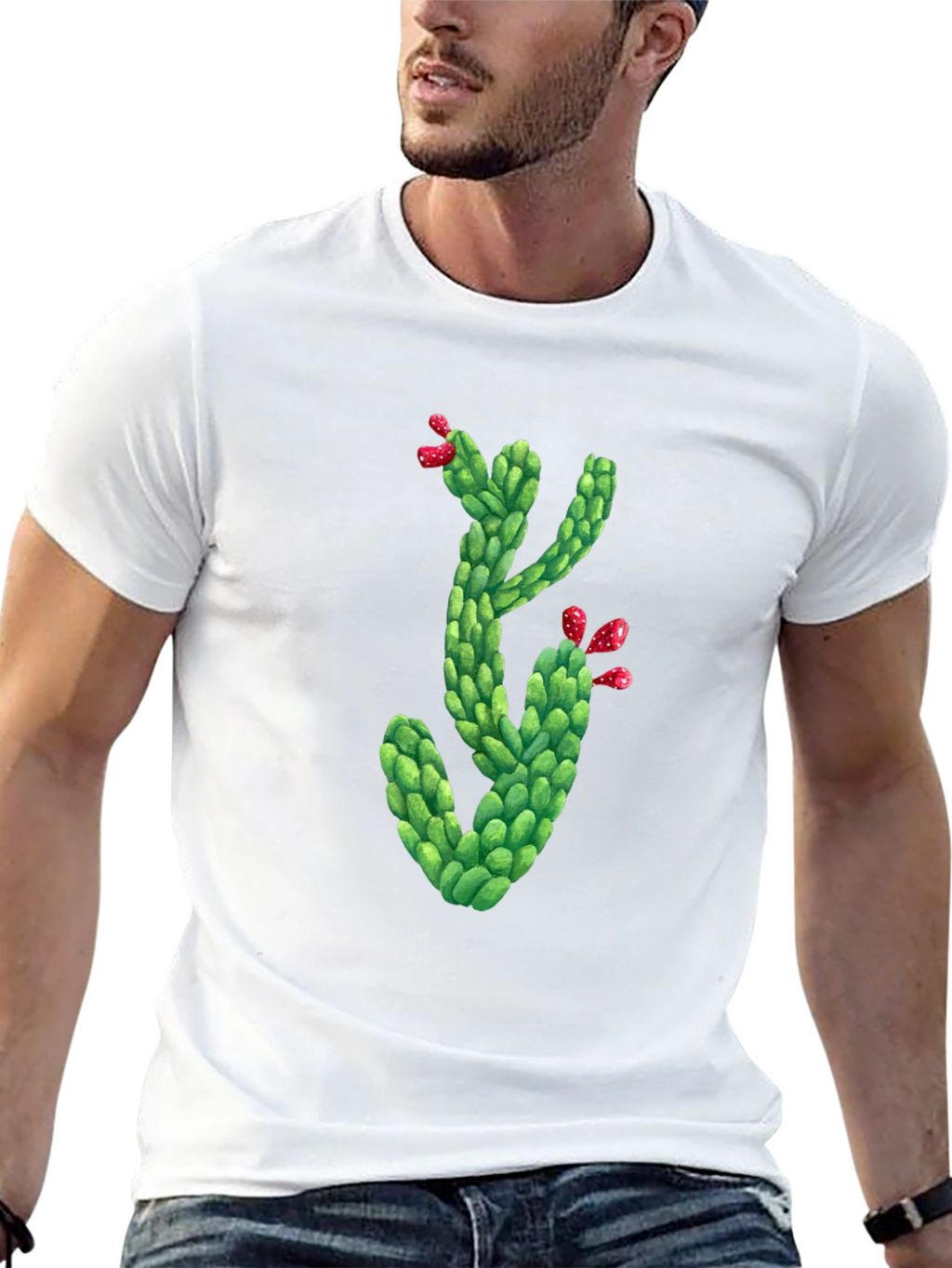 Cactus Graphic Tee - Mens Black Crew Neck T-Shirt