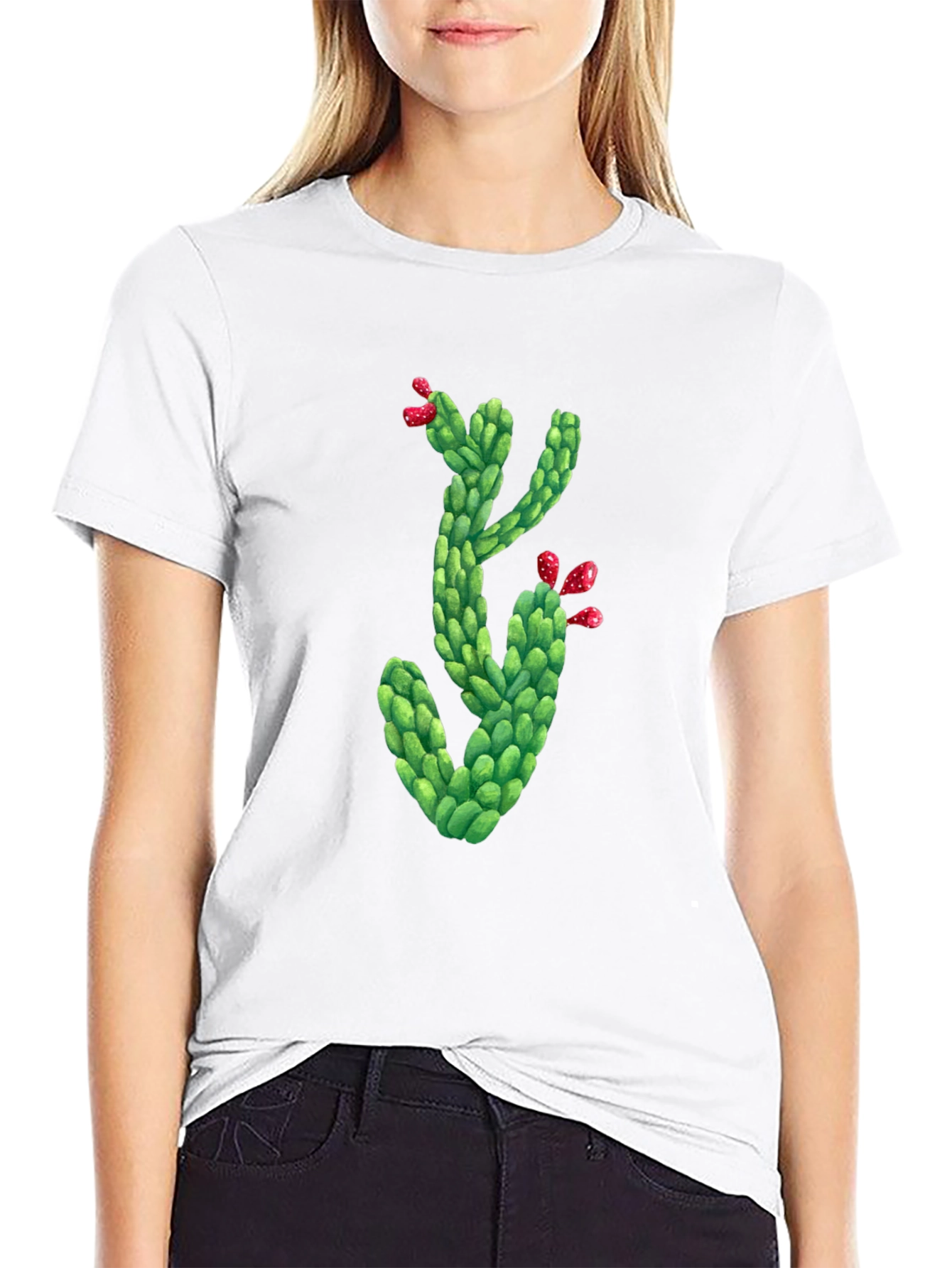 Cactus Graphic Tee - Mens Black Crew Neck T-Shirt