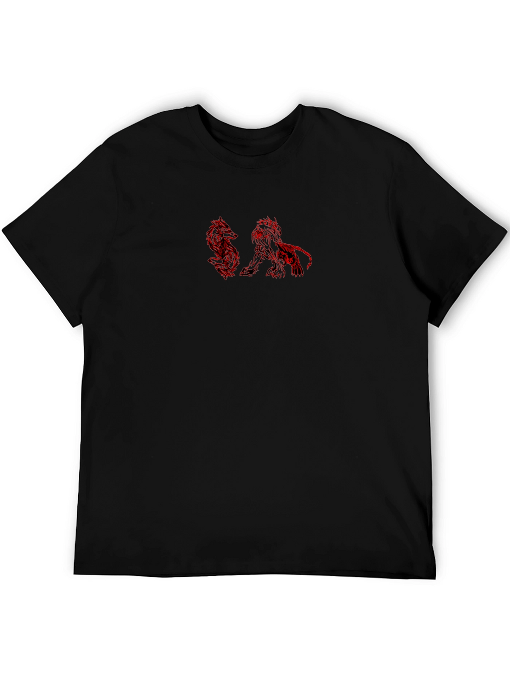 Red Lion & Dragon Graphic Black T-Shirt