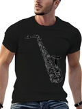 Saxophone Graphic T-Shirt - Black Cotton Tee
