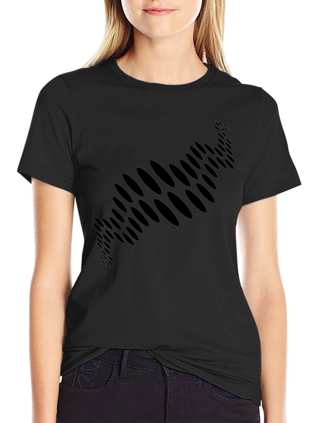 Abstract Ellipse Pattern Black T-Shirt