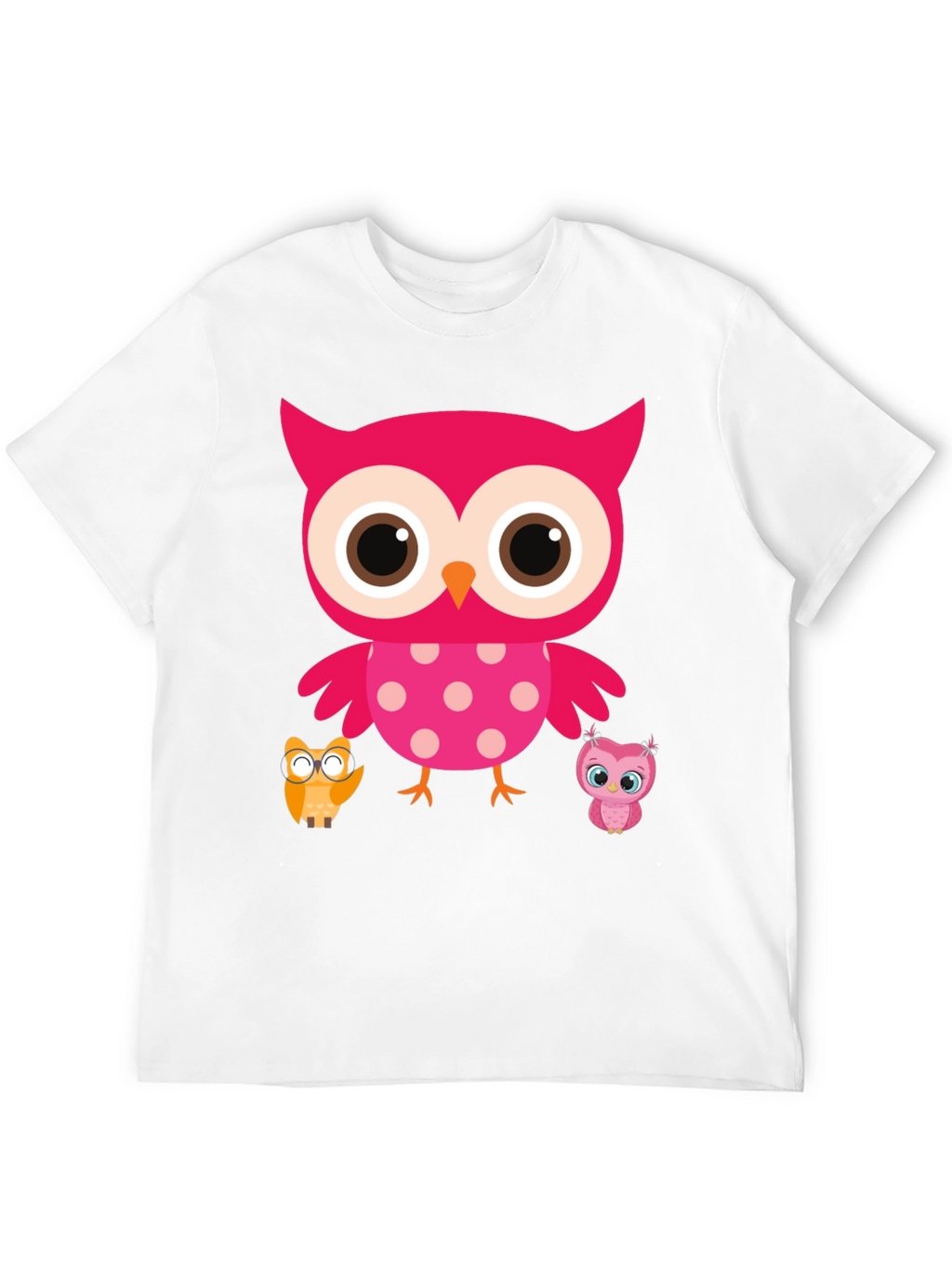Cute Owl Family T-Shirt - Black Crew Neck Tee