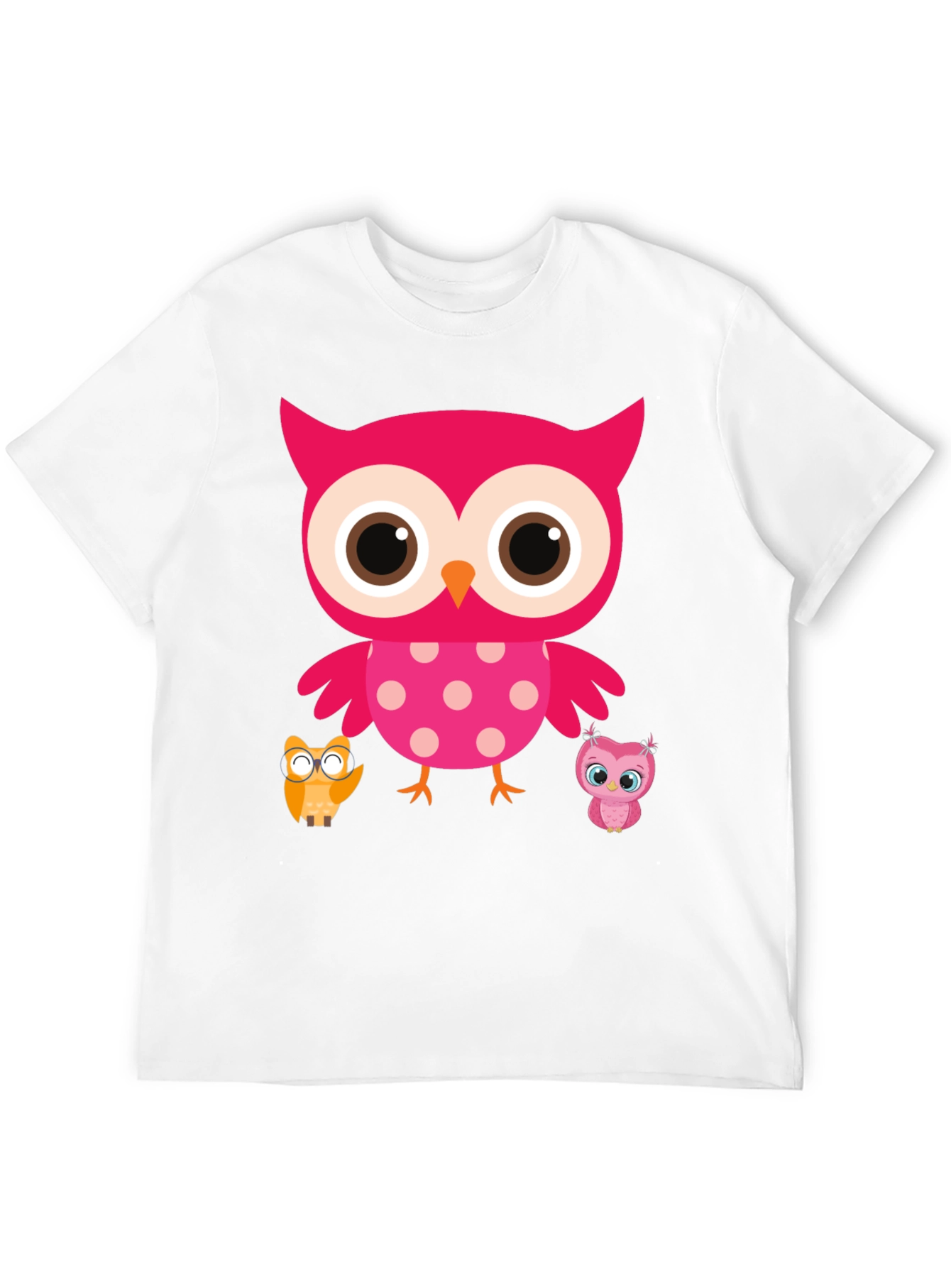 Cute Owl Family T-Shirt - Black Crew Neck Tee